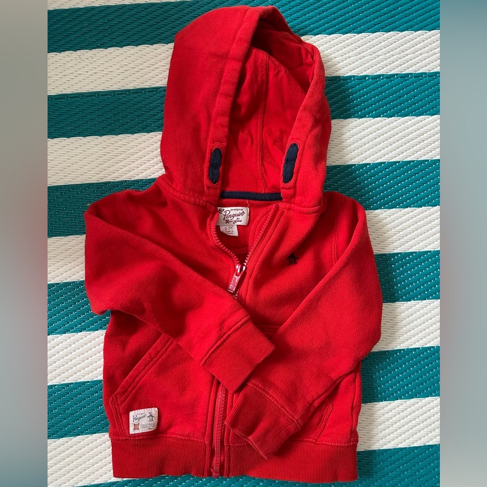 Original Penguin Red Sweatshirt Vibrant Cotton Hoodie